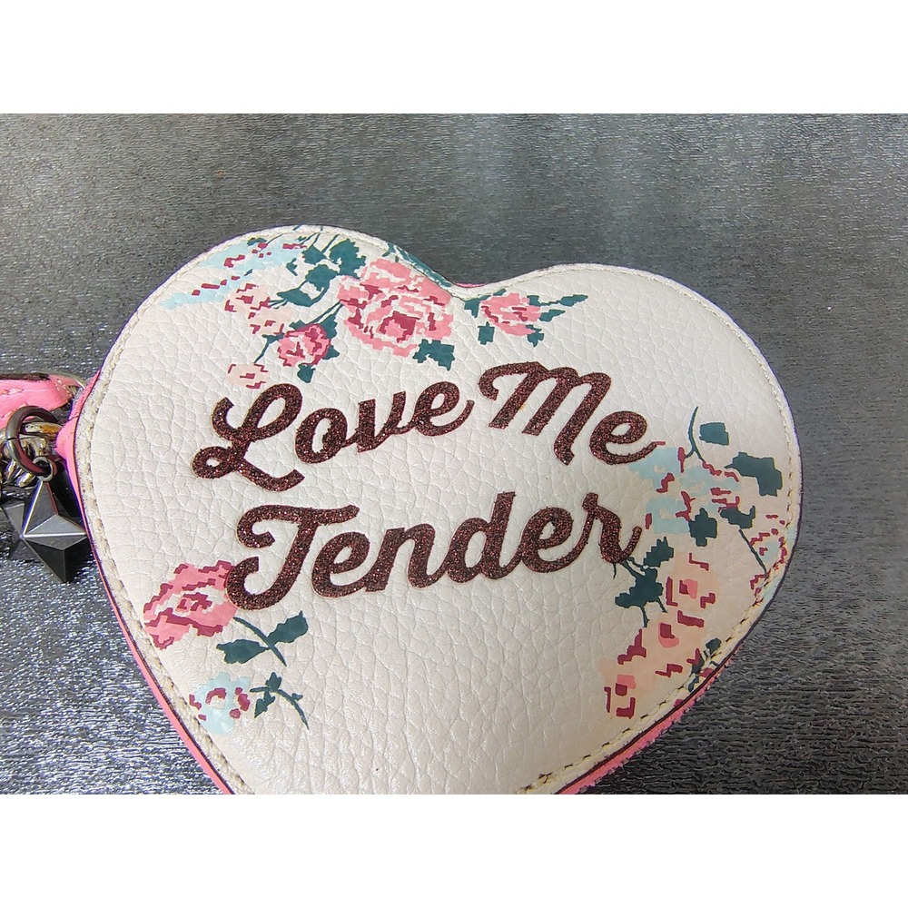 Coach Elvis Presley Love Me Tender Heart Coin Purse Leather Floral Rare 2016